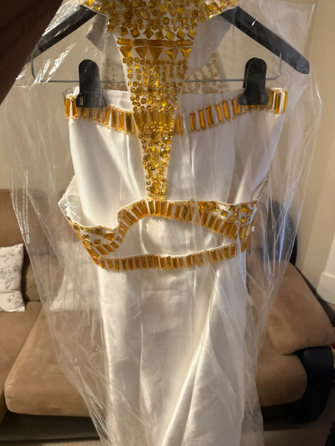 Two-Piece, White, Gold-Beaded Dress | $60 OBO - photo 2