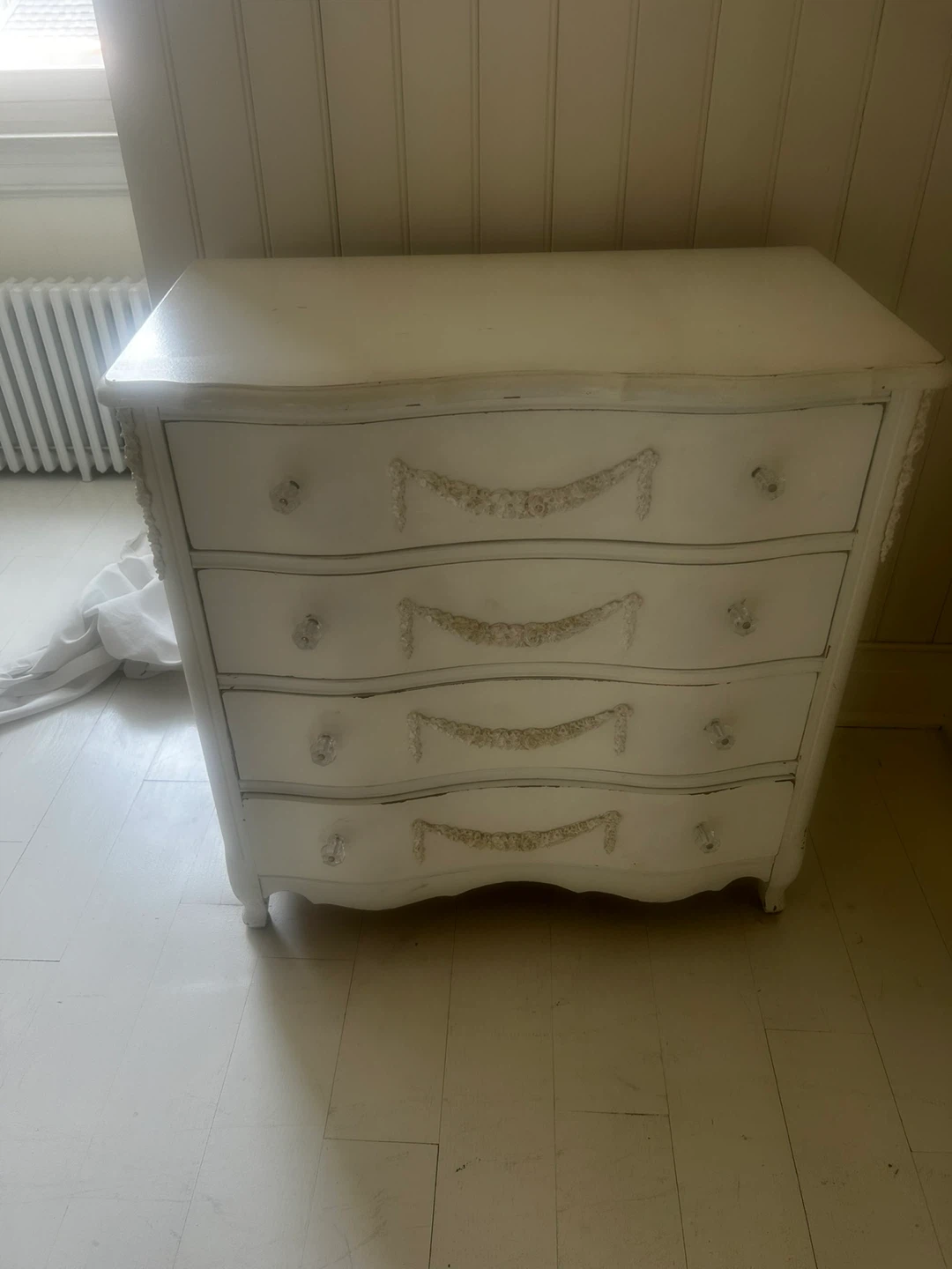 French provincial style medium white dresser