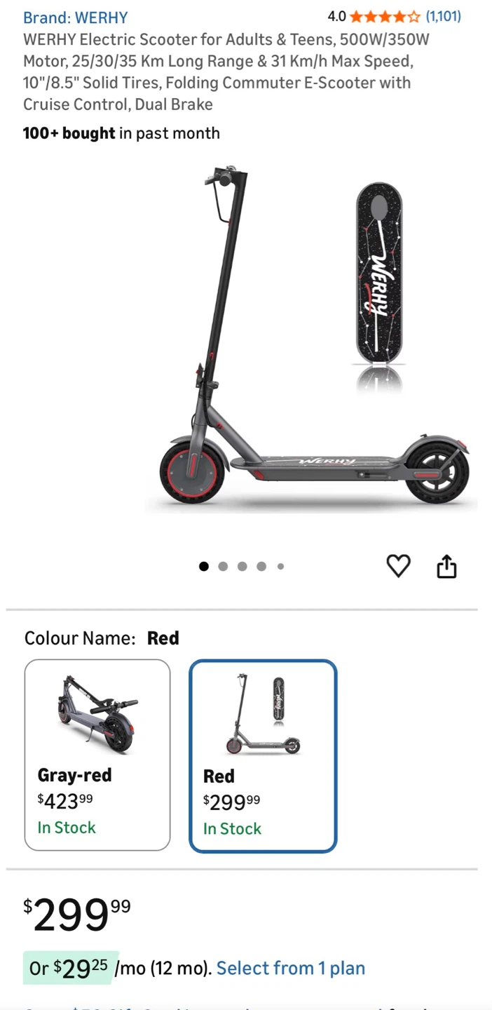 WERHY H5 Electric Scooter - Red