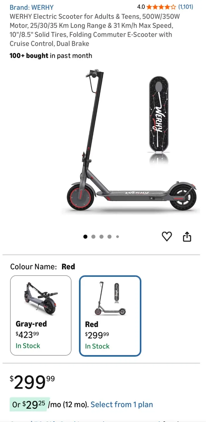 WERHY H5 Electric Scooter - Red