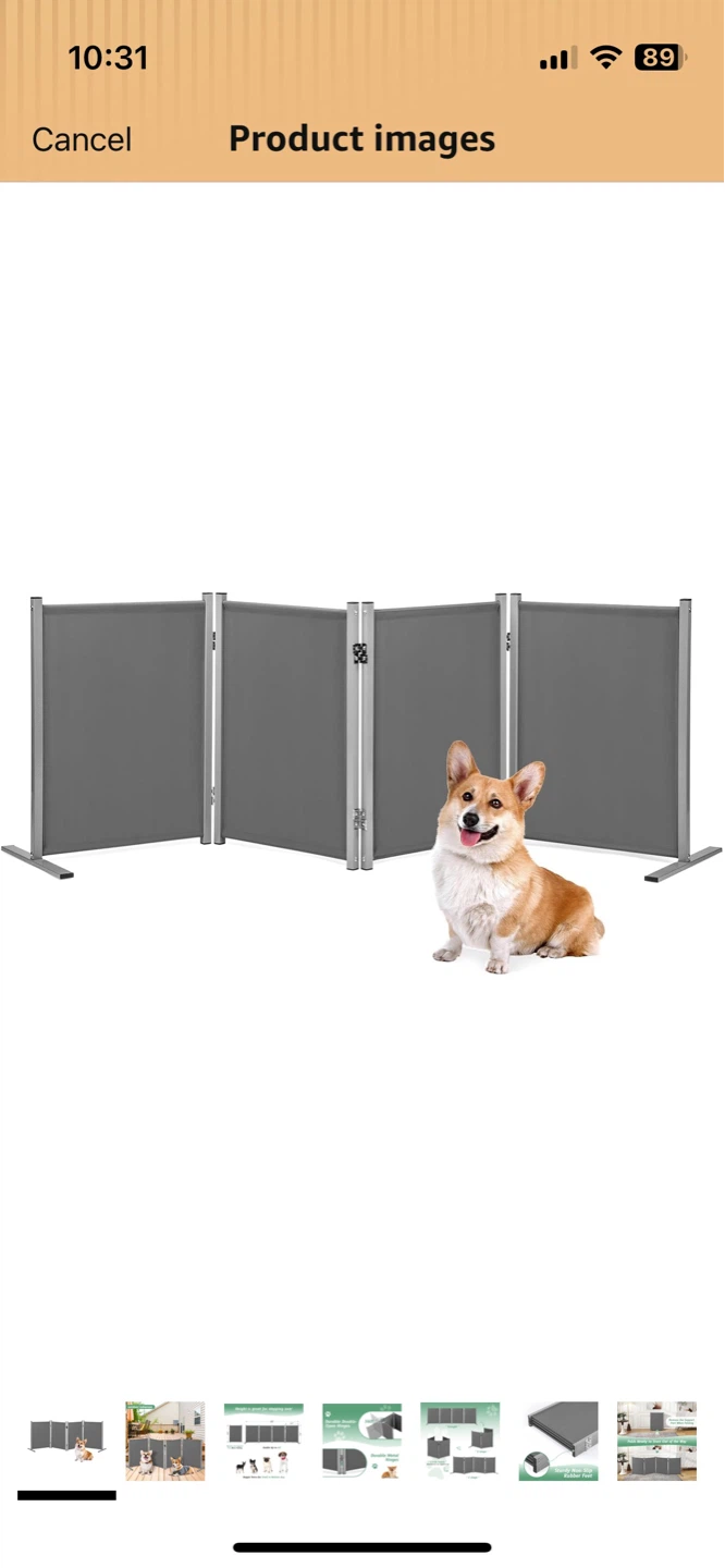 4-Panel Dog Gate - Grey