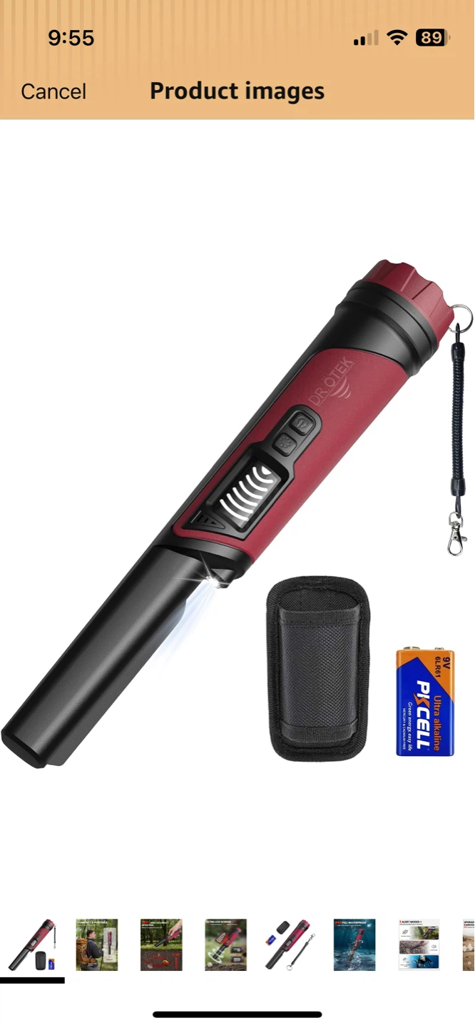 DR.OTEK Pinpointer Metal Detector Burgundy