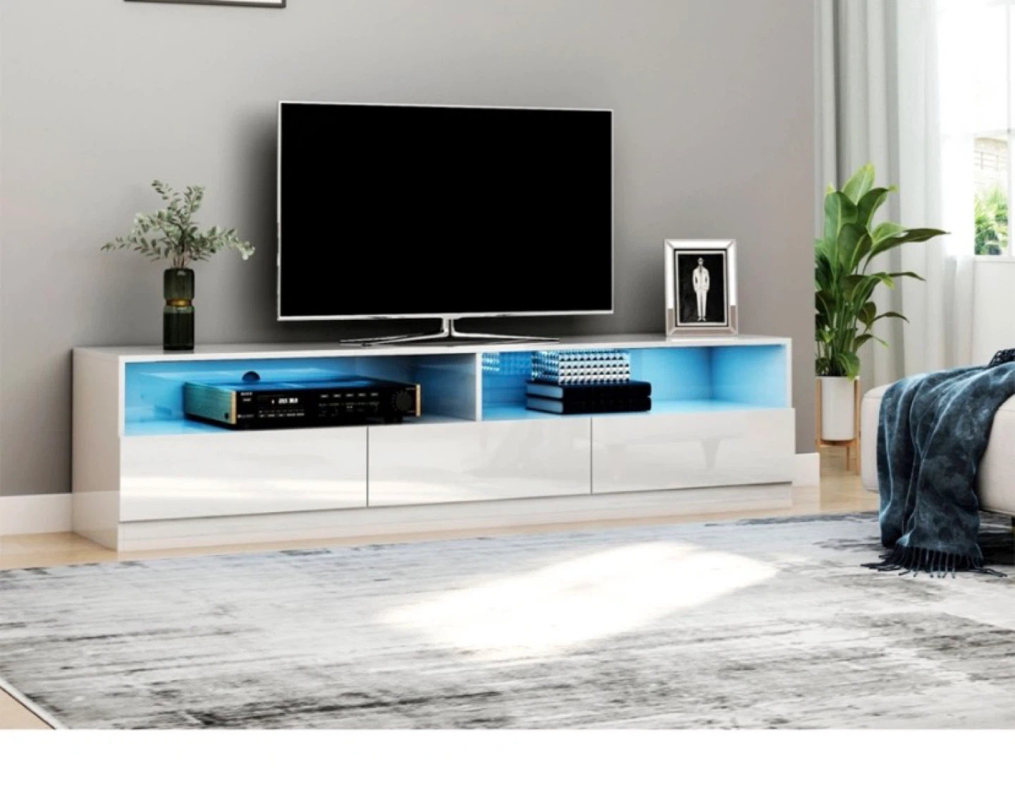 White TV Stand with Drawers and Storage (READ DESCRIPTION)