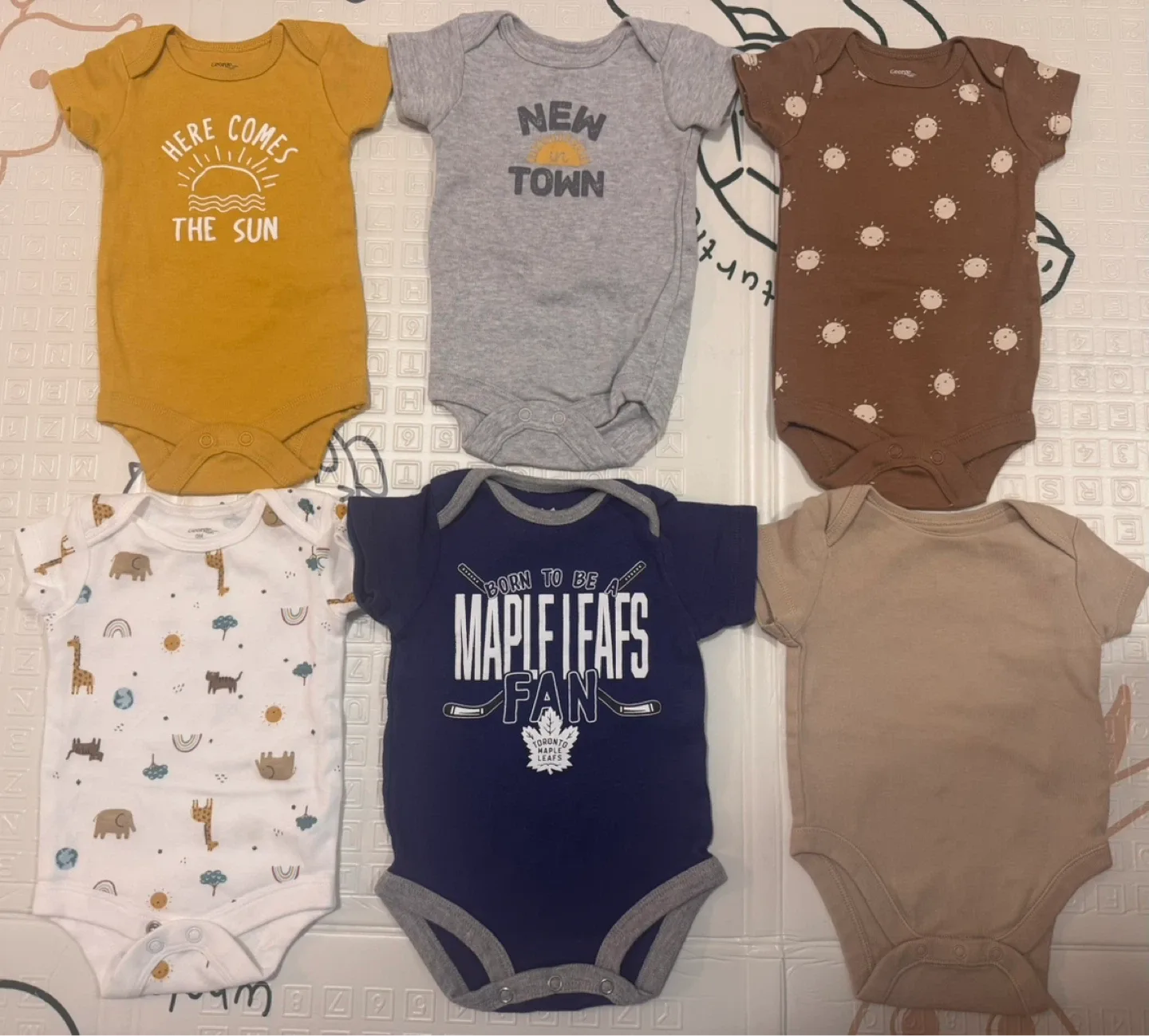 George Baby Bodysuits - 6 Pack 0-3m