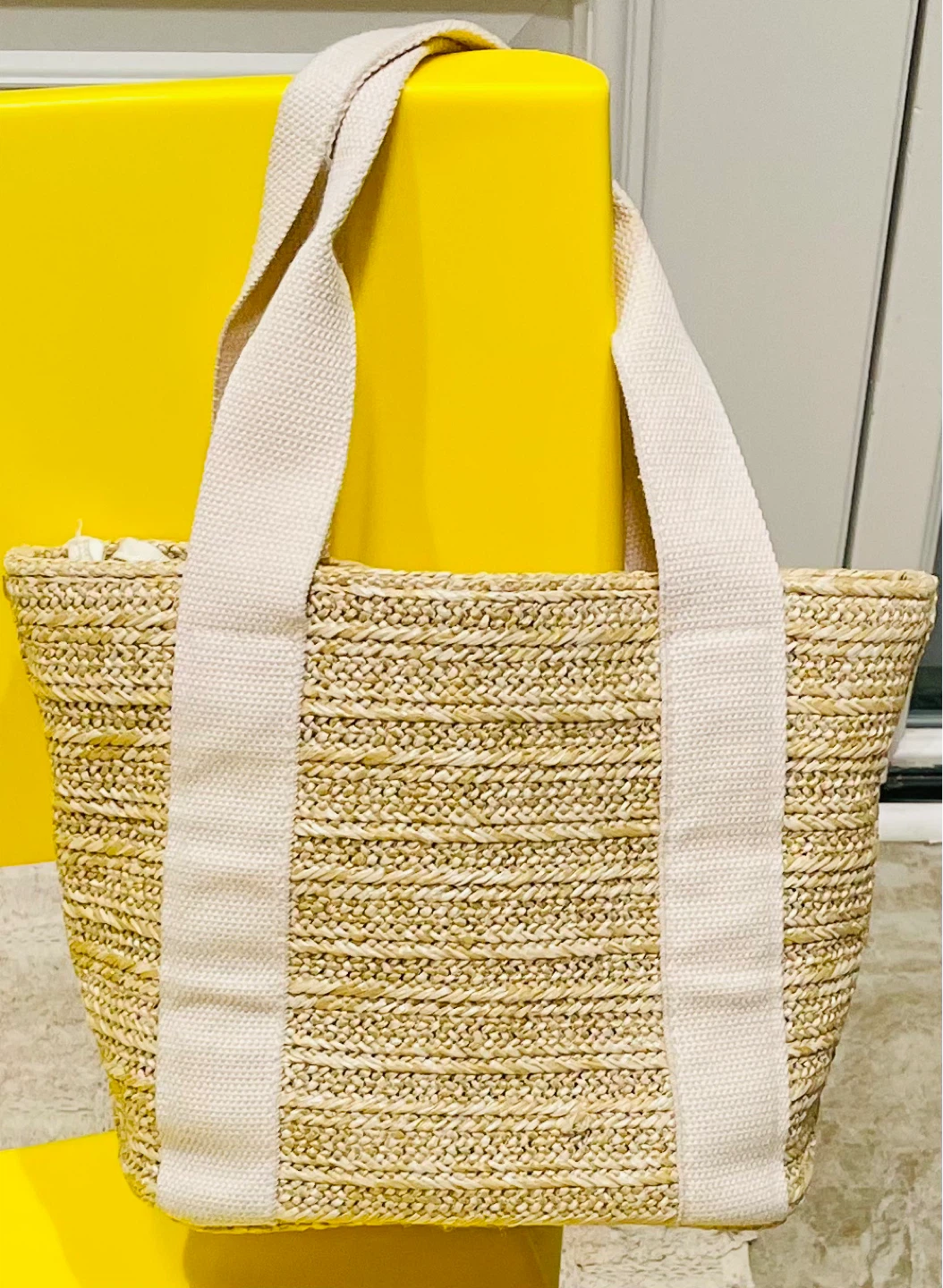 Straw Tote Bag with Canvas Straps - photo 4