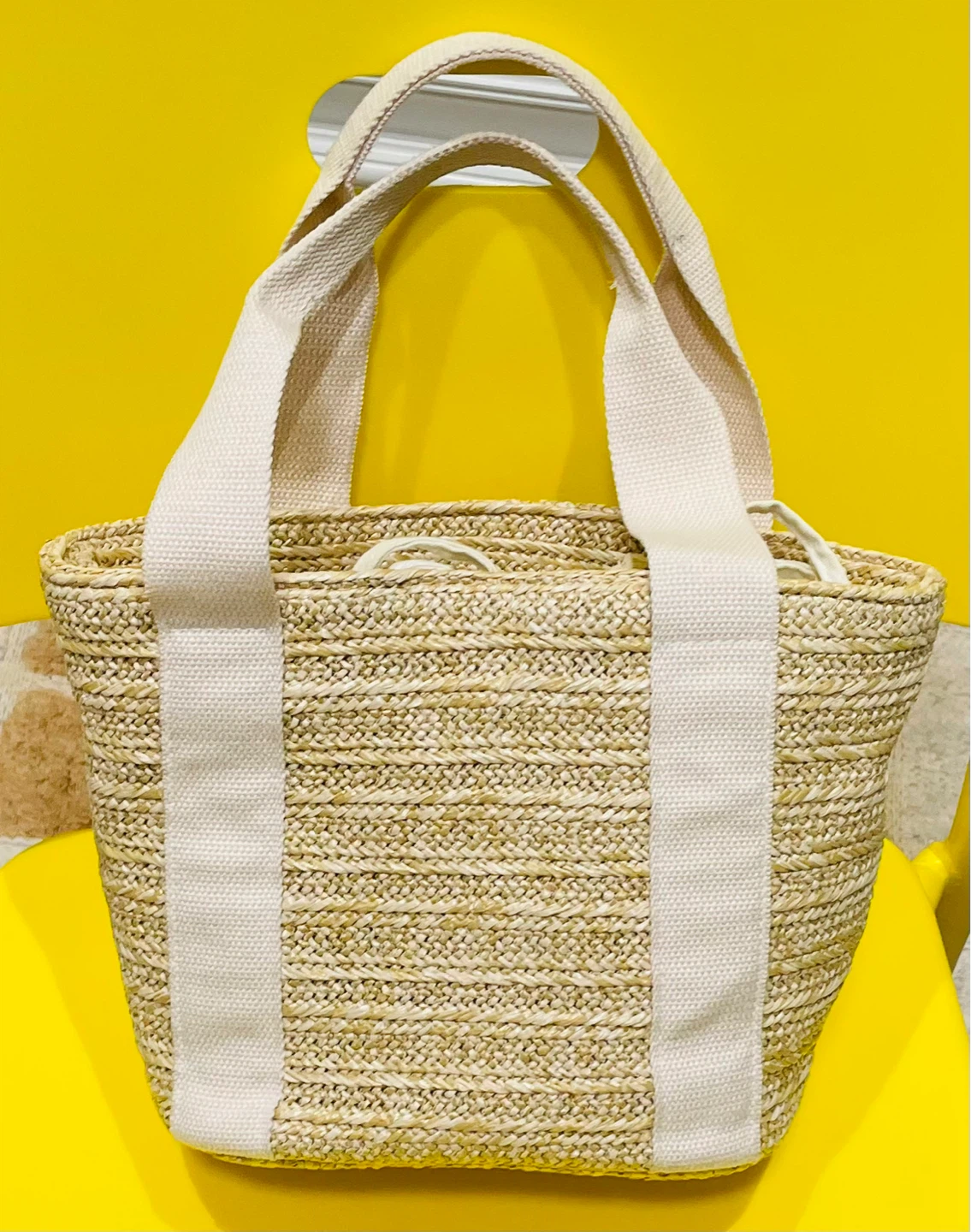 Straw Tote Bag with Canvas Straps - photo 3