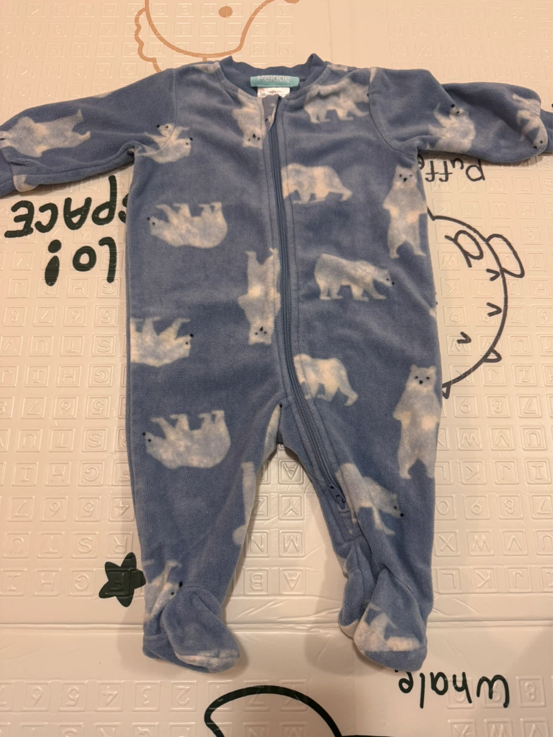 Pekkle Blue Polar Bear Fleece Footed Pajamas 3m