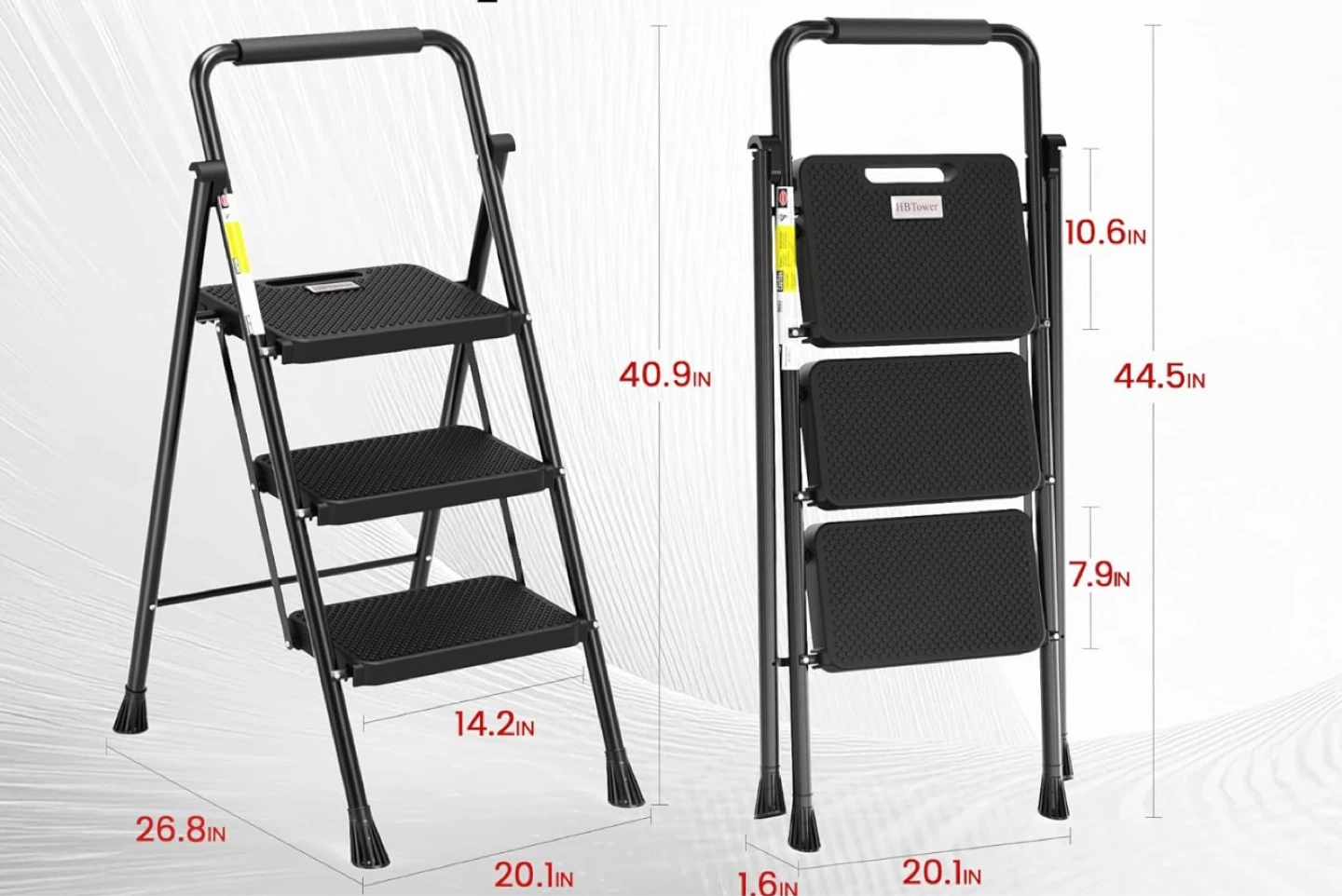 HB Tower 3-Step Folding Step Stool Ladder
