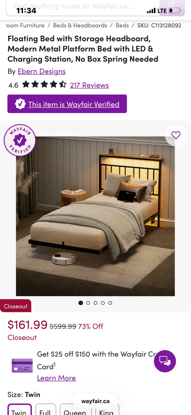 Twin Size Metal Platform Bed - photo 4