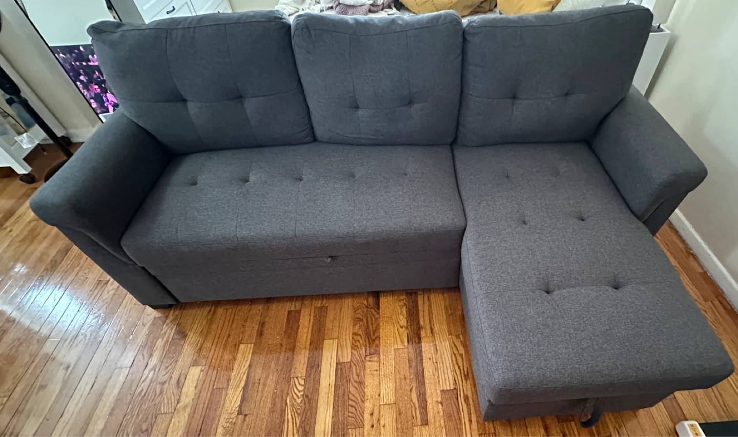 Gray convertible Sofa with Chaise and Storage