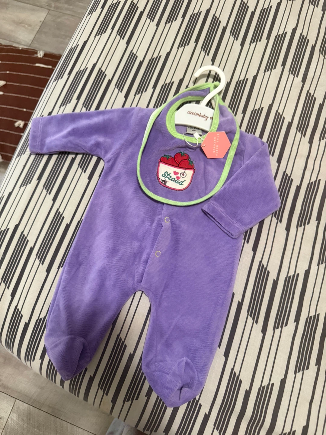 Footie Pajamas with Strawberry Bib