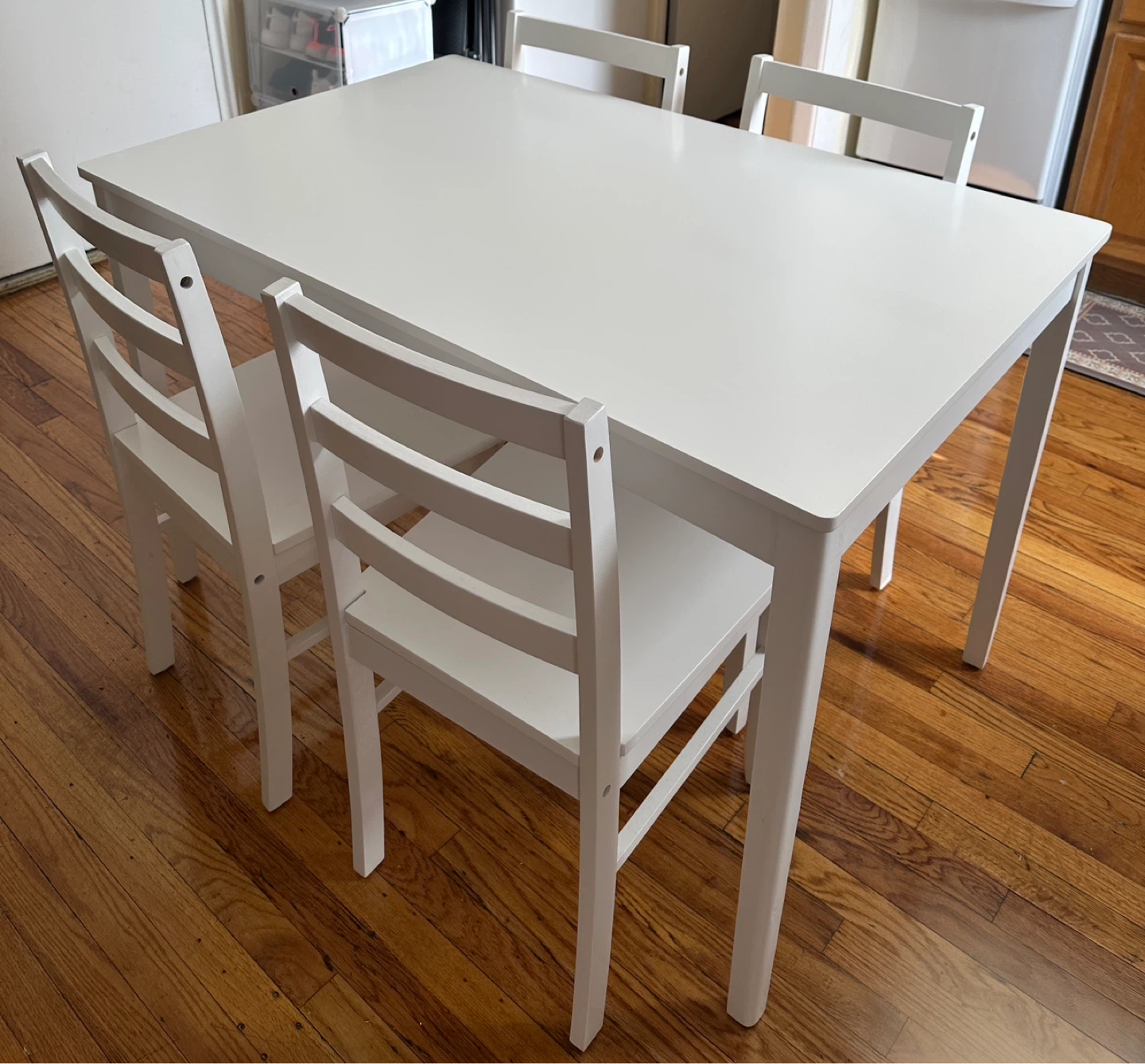 White Dining Table with 4 Chairs