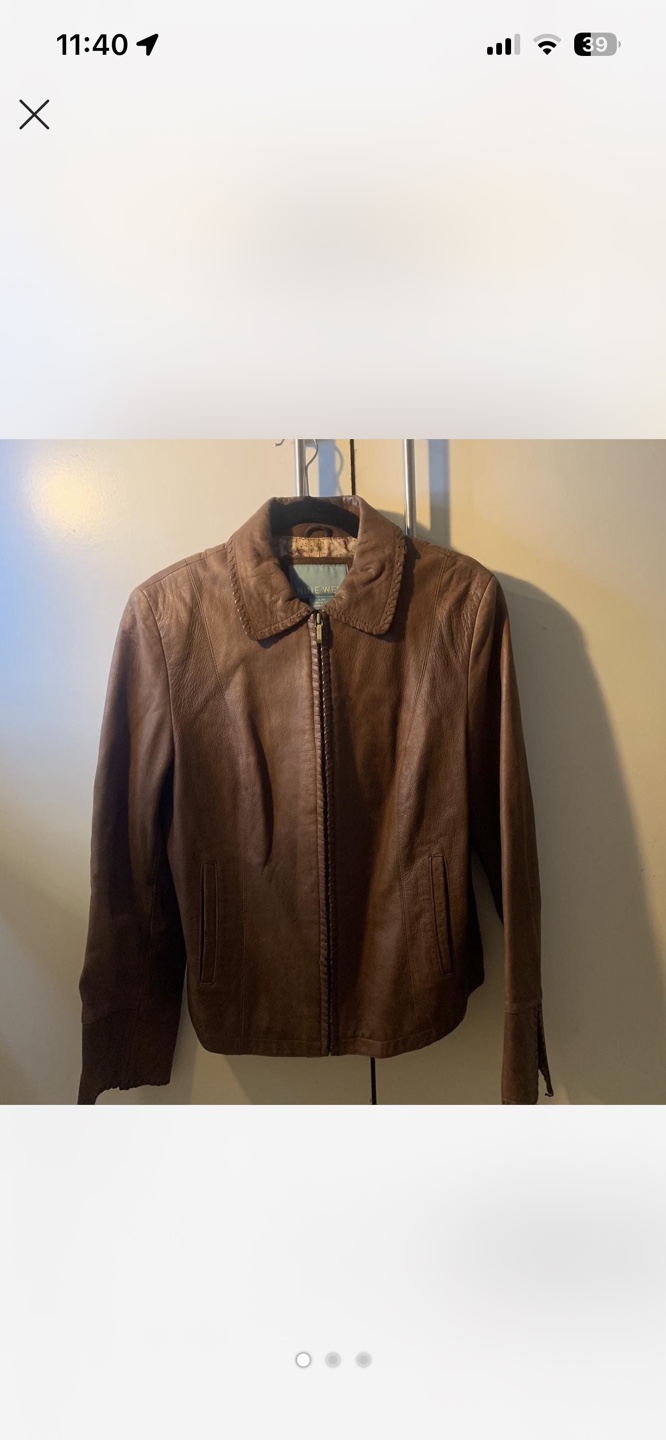 Nine West Brown Leather Jacket - Size L