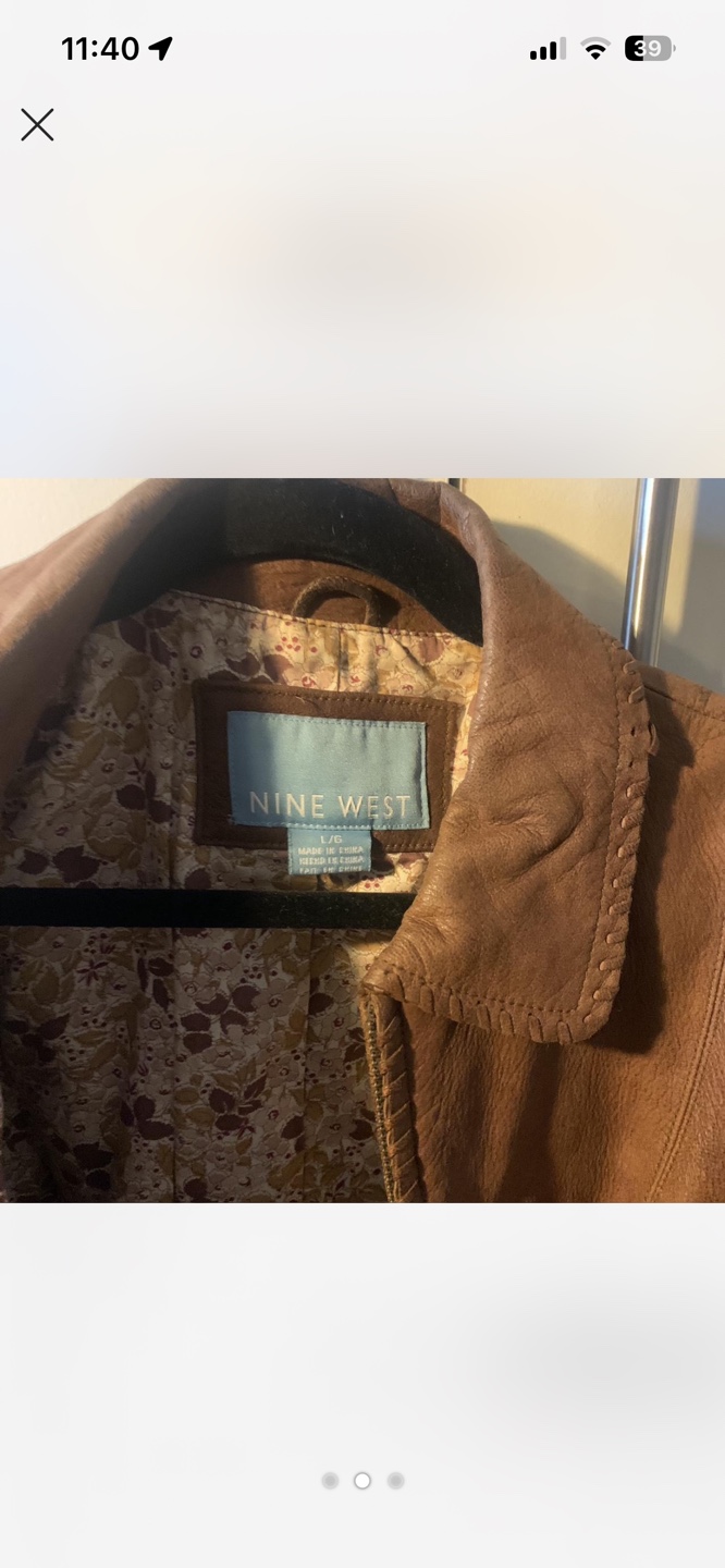 Nine West Brown Leather Jacket - Size L - photo 2