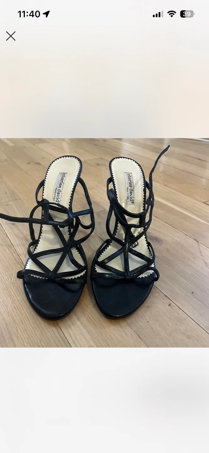 Charles David Black Strappy High Heel Sandals