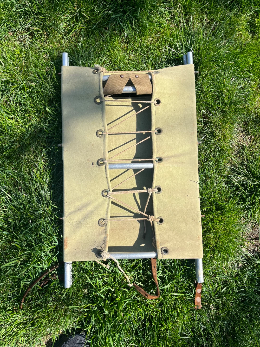 Vintage Canvas & Metal Camping Cot / Stretcher