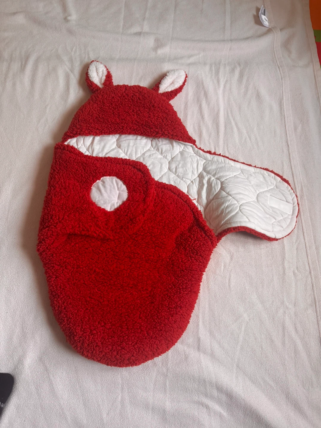 Red Baby Swaddle Sack with Ears 0-6m