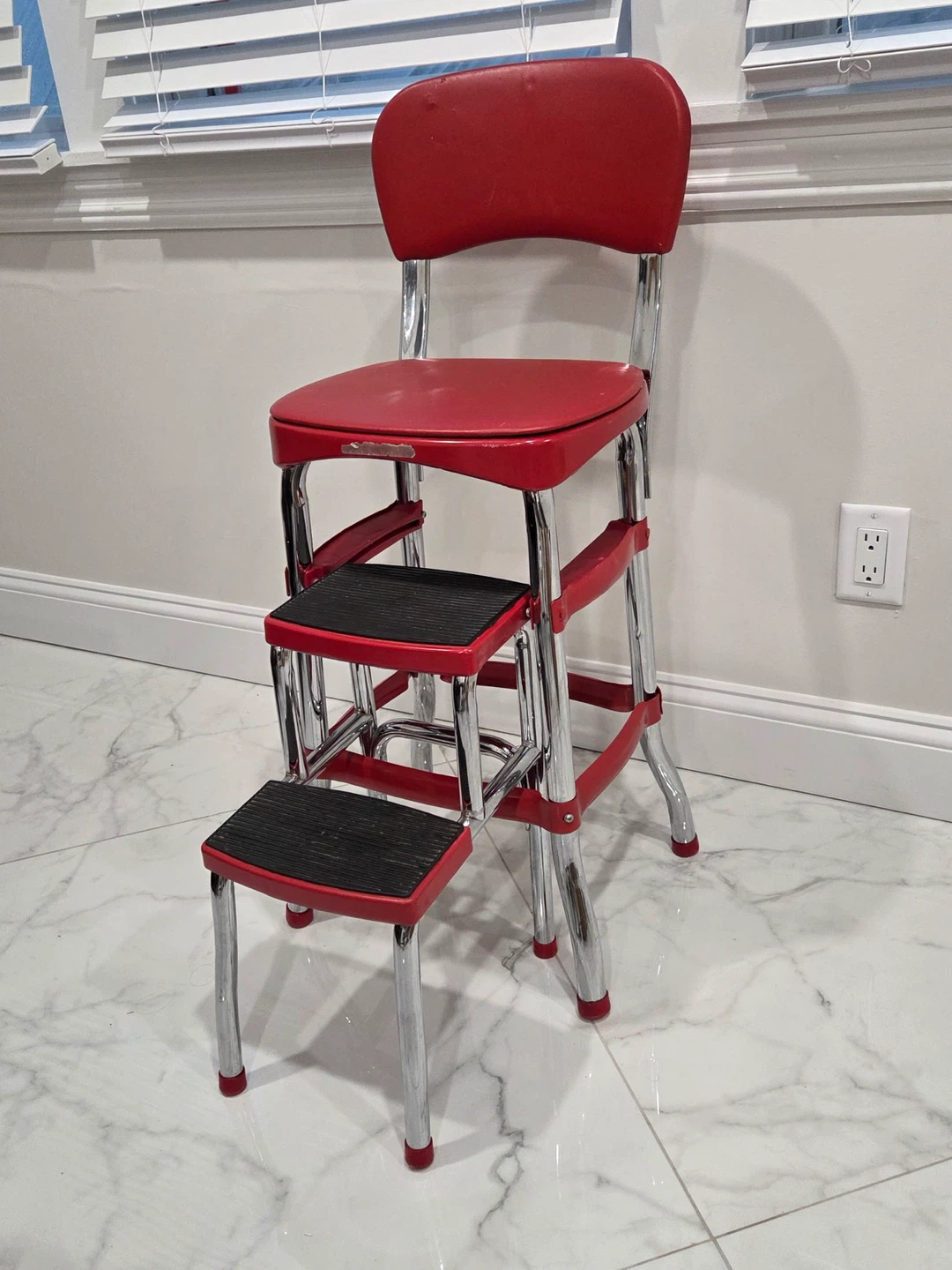 Red Cosco Step Stool Kitchen Chair