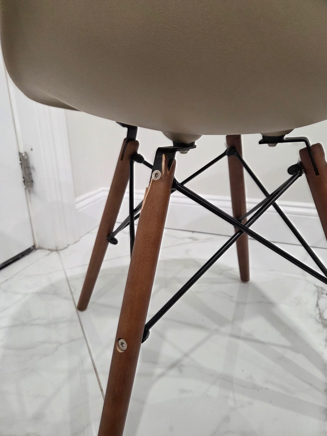 Beige Mid-Century Modern Style Dining Chair - photo 4