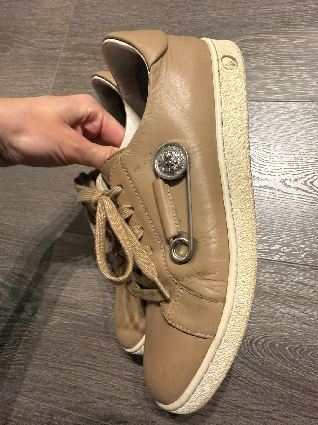 Versace Versus Tan Leather Low Top Sneakers 39 - photo 2