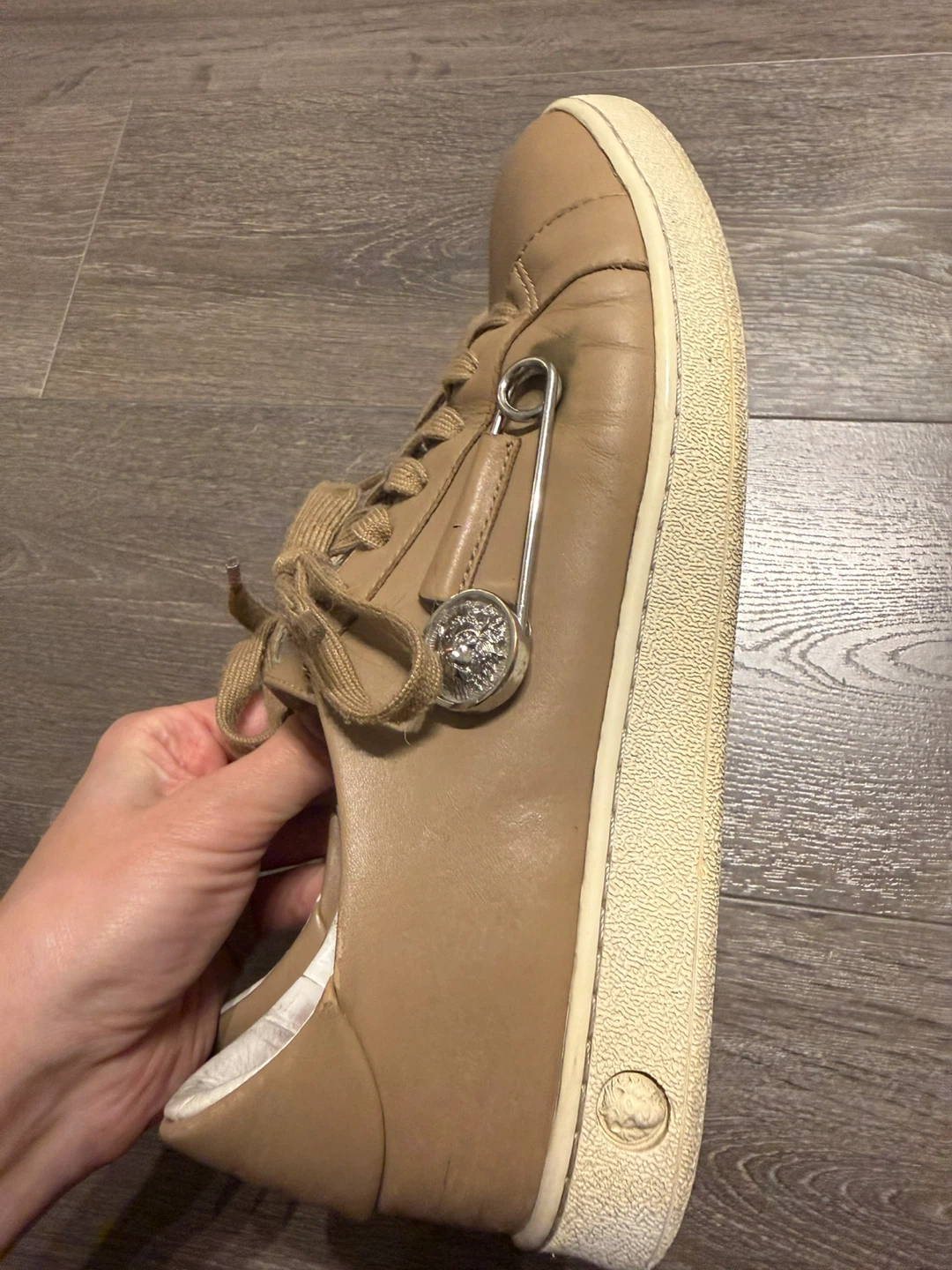 Versace Versus Tan Leather Low Top Sneakers 39 - photo 3