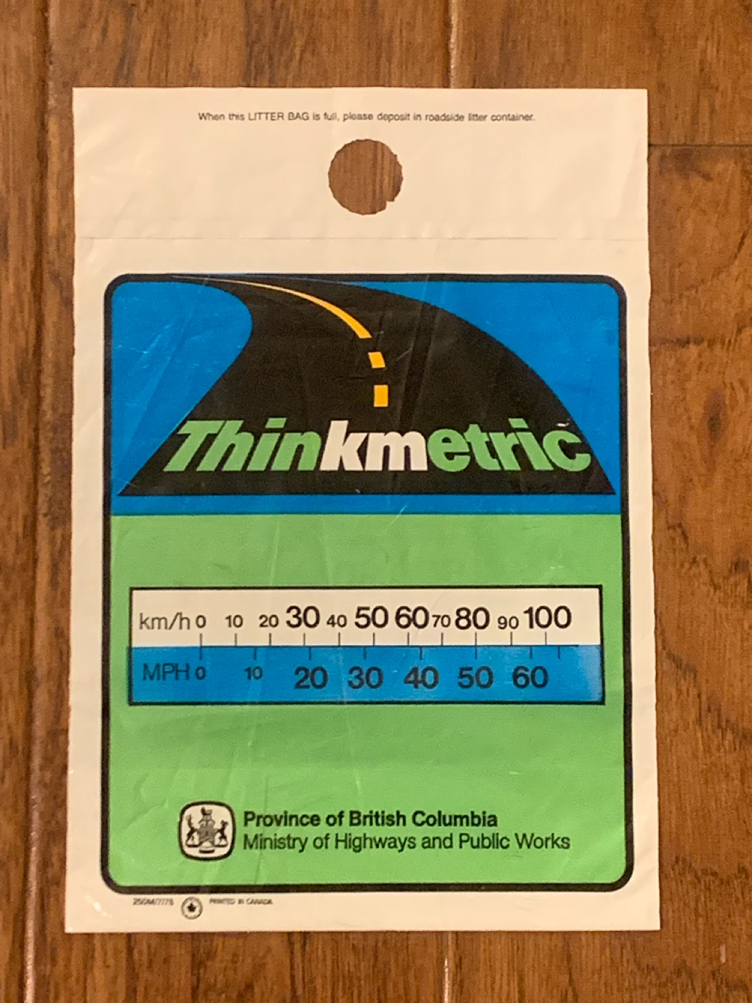 ThinKmetric  litter bag 1978 British Columbia