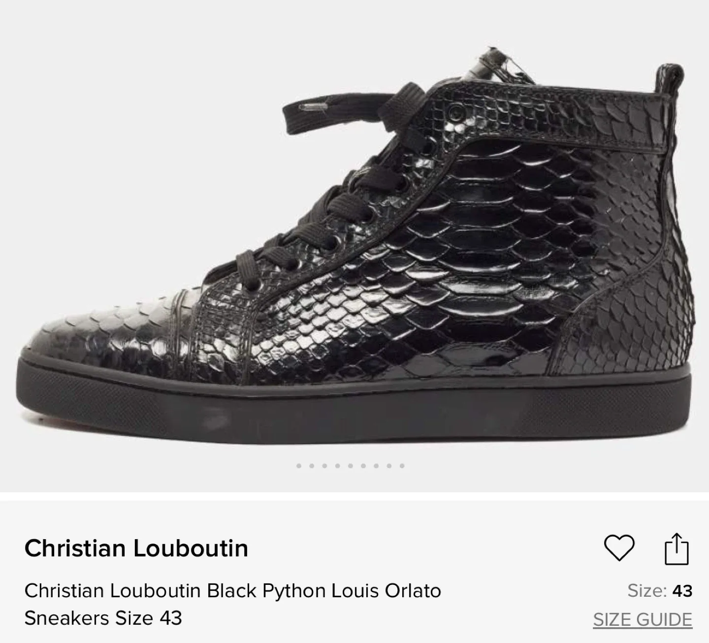 Christian Louboutin Black Python Louis Orlato Sneakers Size 43