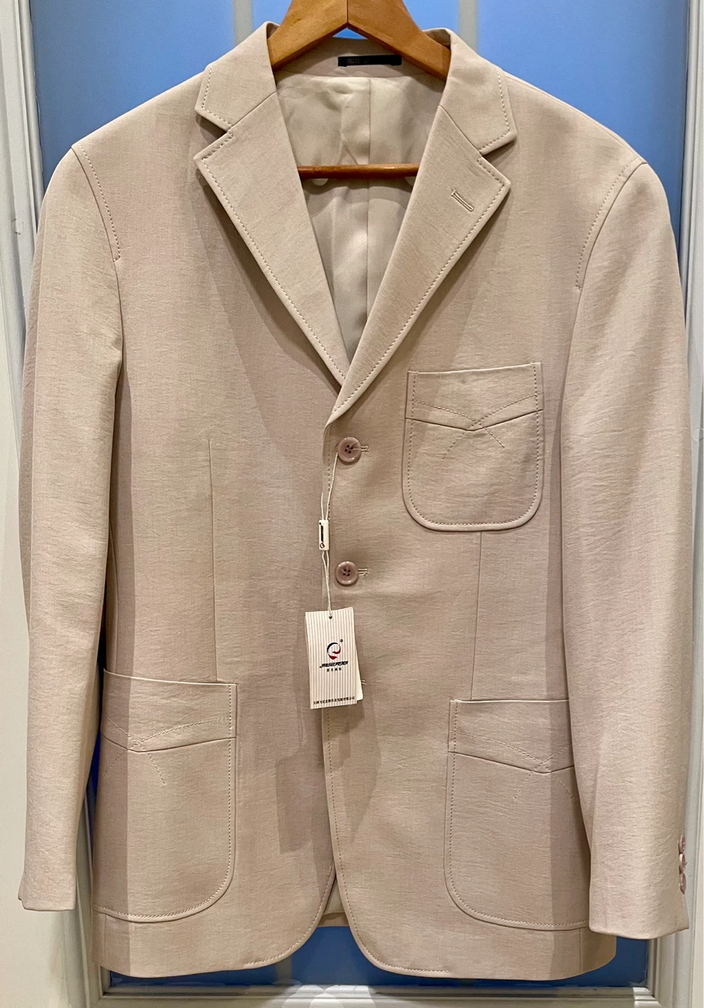 Men's Beige Linen Blend Blazer - photo 3