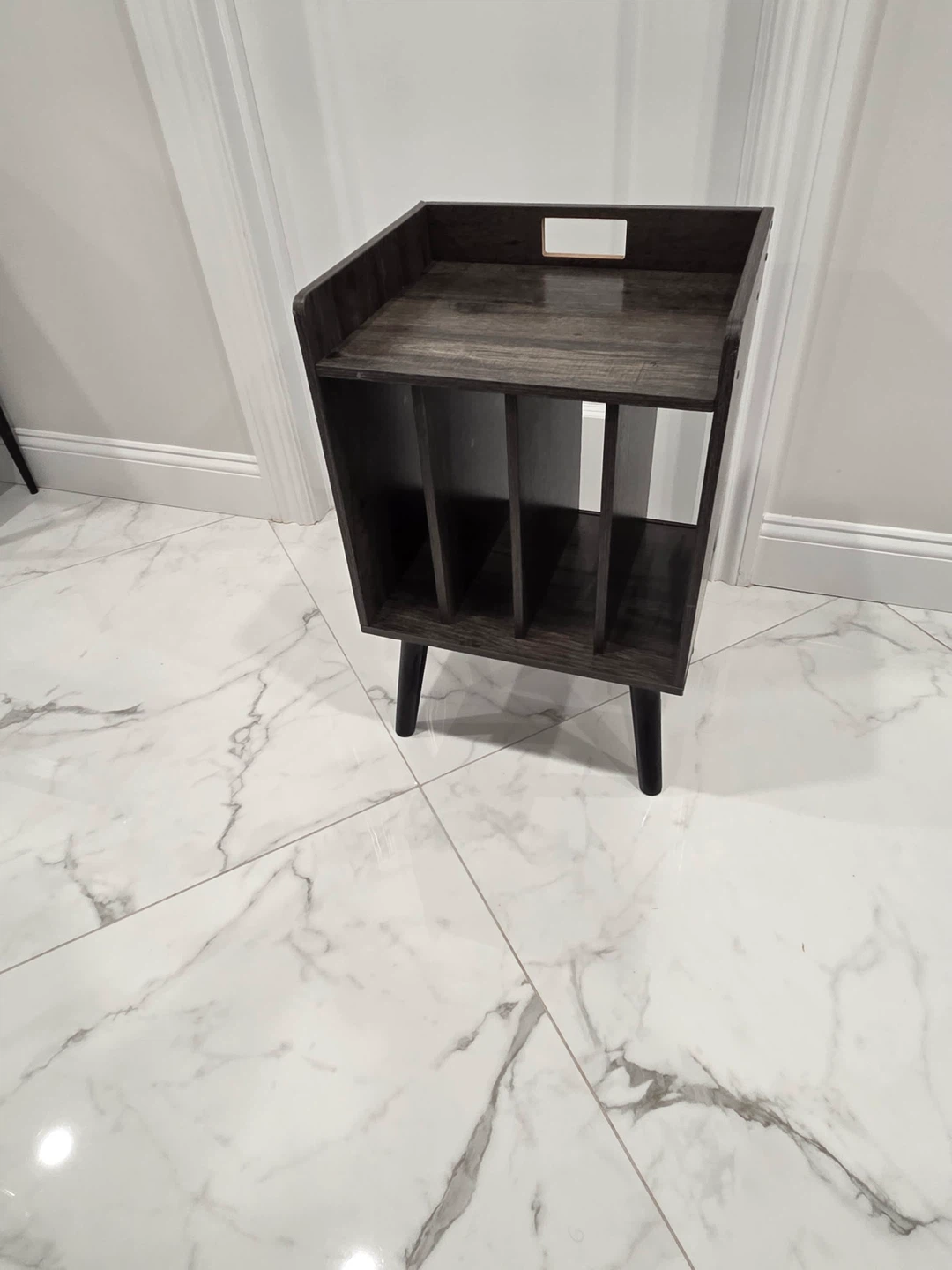 Record Storage Shelf with Mid-Century Style Legs