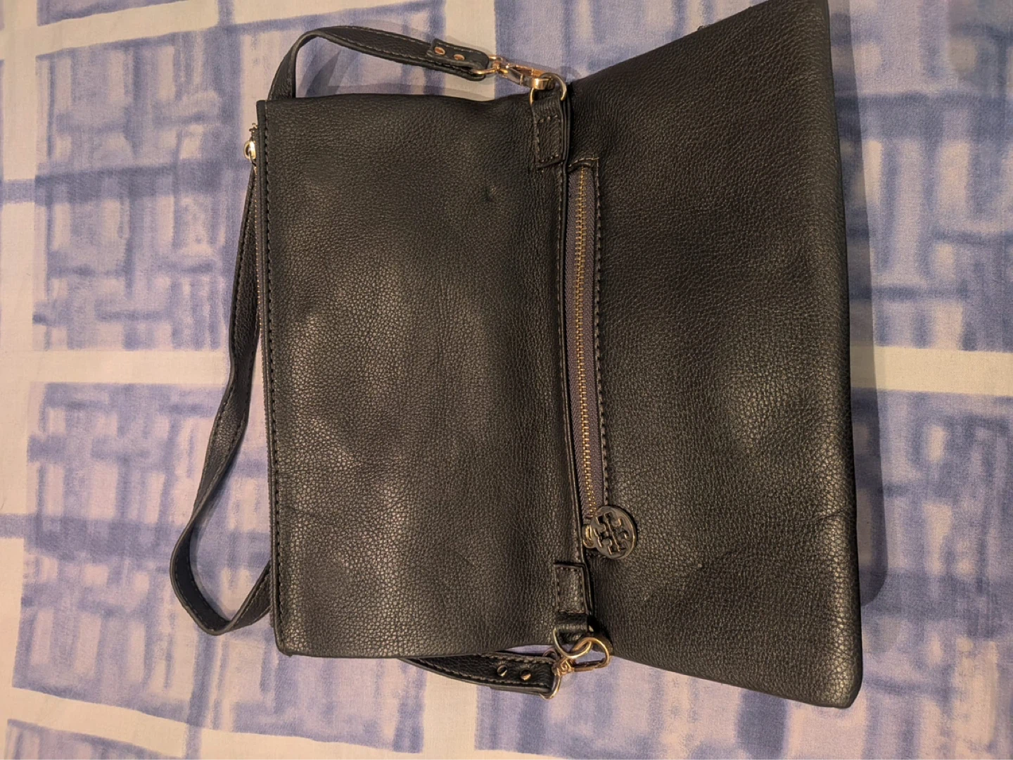 Black Leather Clutch/Crossbody Bag - photo 2
