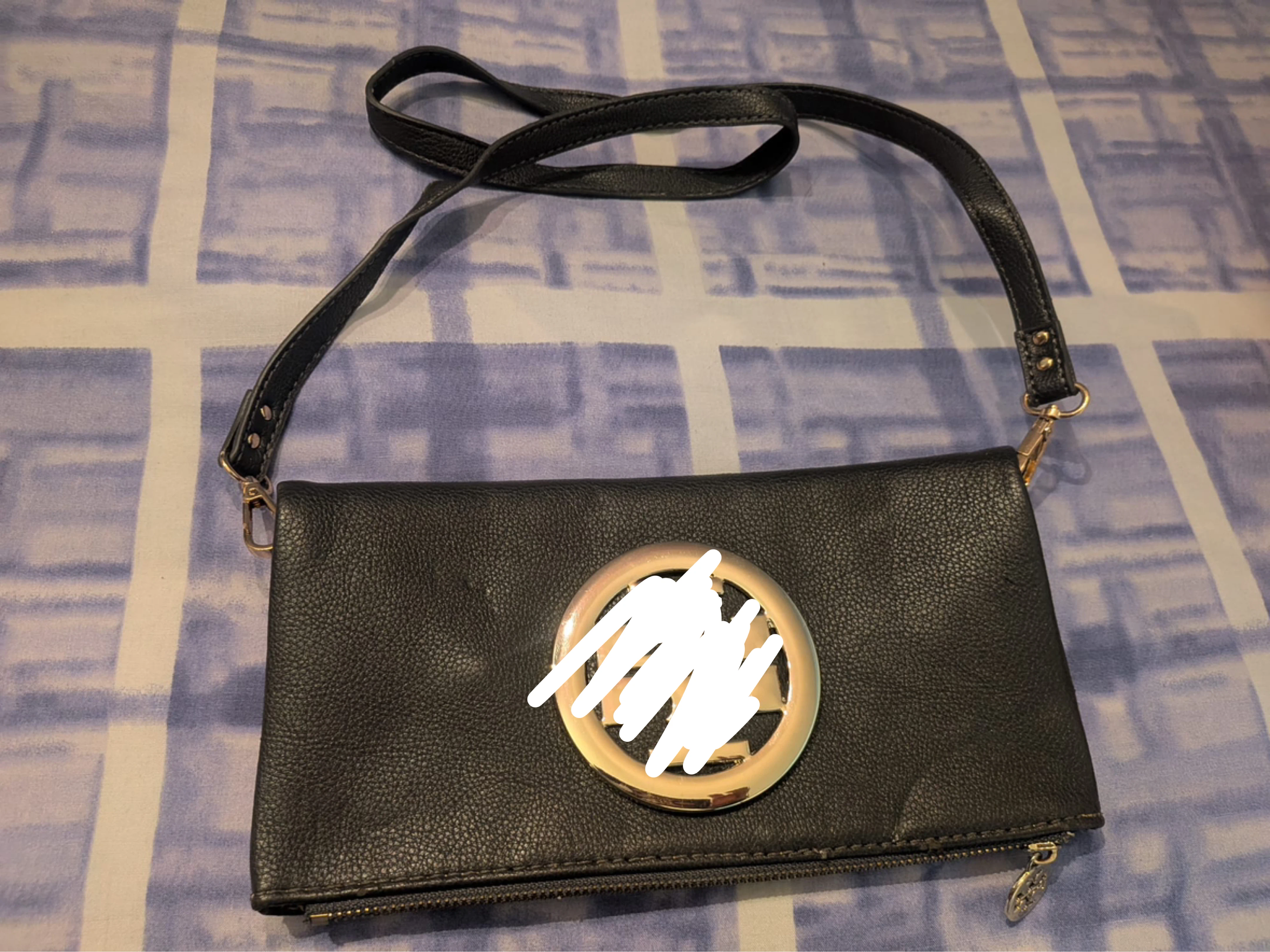 Black Leather Clutch/Crossbody Bag