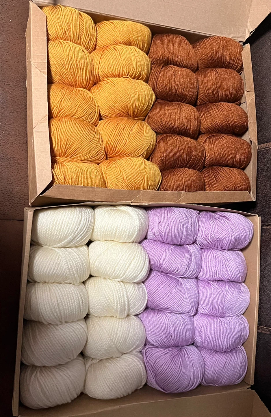 Yarn Bundle - Orange, Brown, White, Lavender