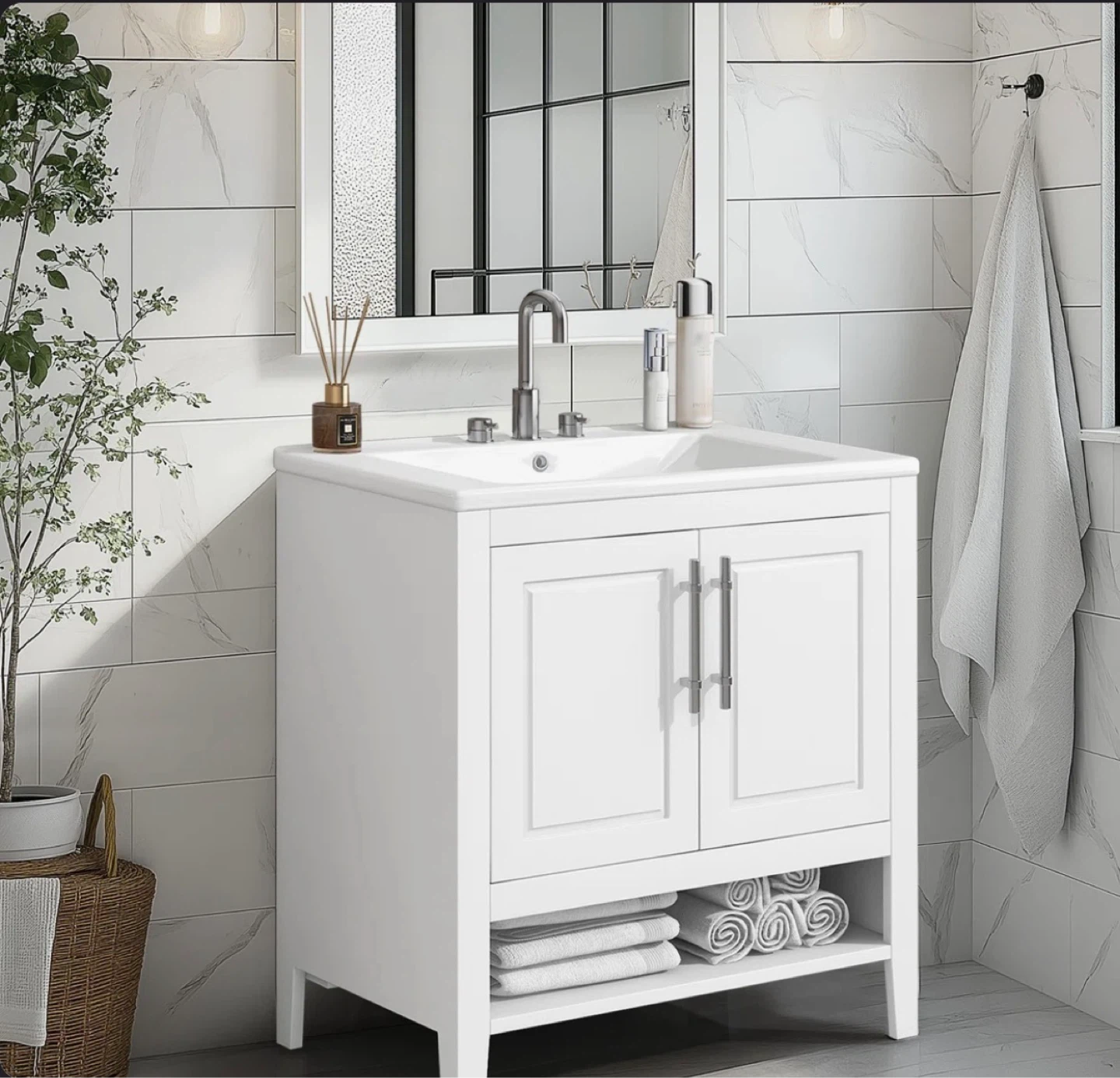 Wrought Studio 30" White Bathroom Vanity Unit with Sink