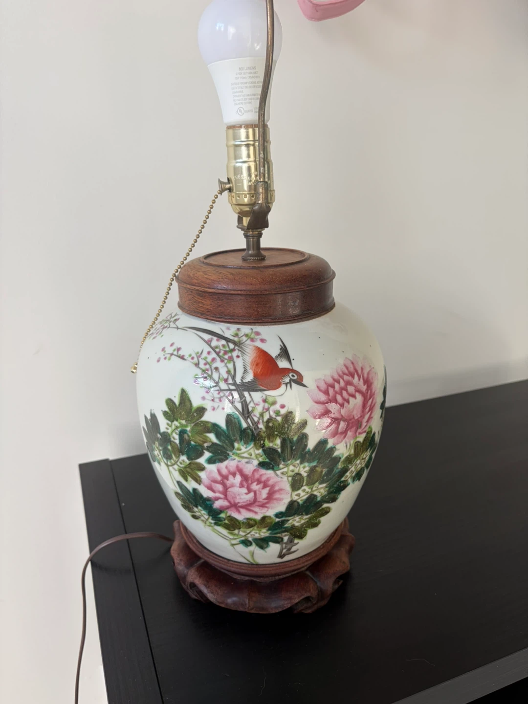 Vintage Ceramic Ginger Jar Table lamp Floral Design