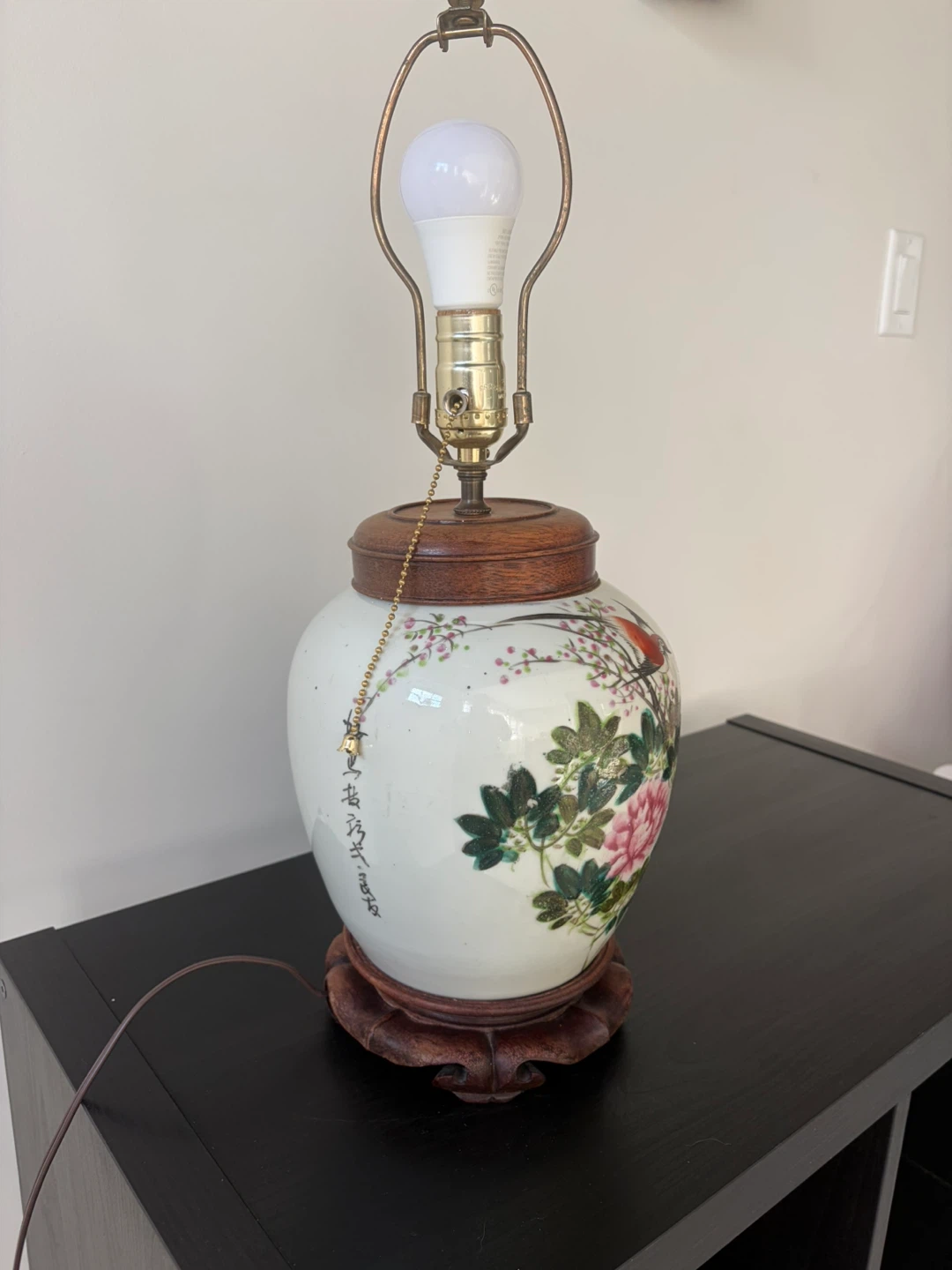 Vintage Ceramic Ginger Jar Table lamp Floral Design - photo 4