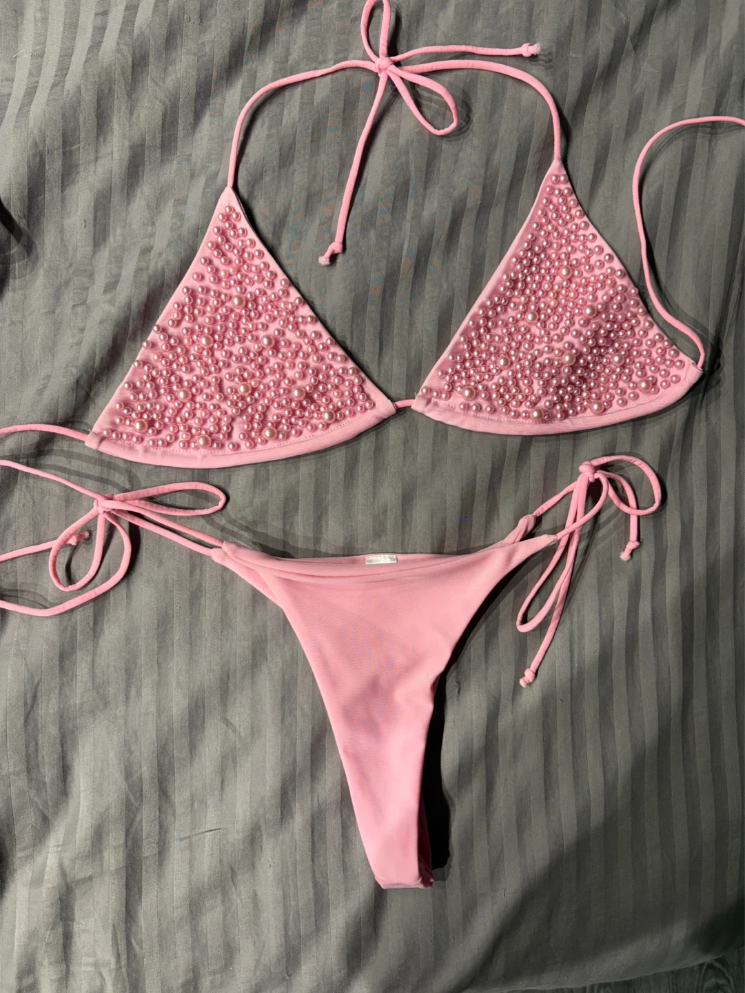Pink Pearl Embellished Bikini