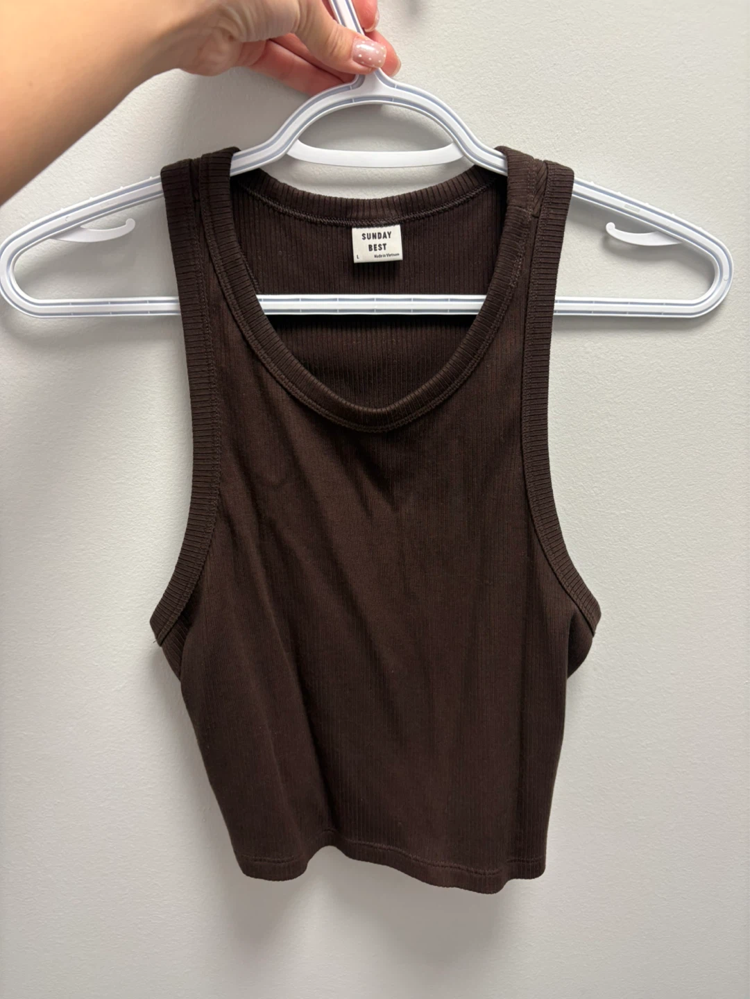 Sunday Best Brown Ribbed Tank Top - Size L