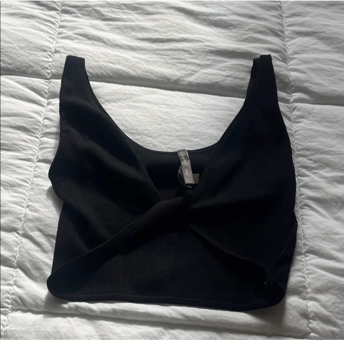 STREETWEAR SOCIETY Black Ribbed Twist Crop Top