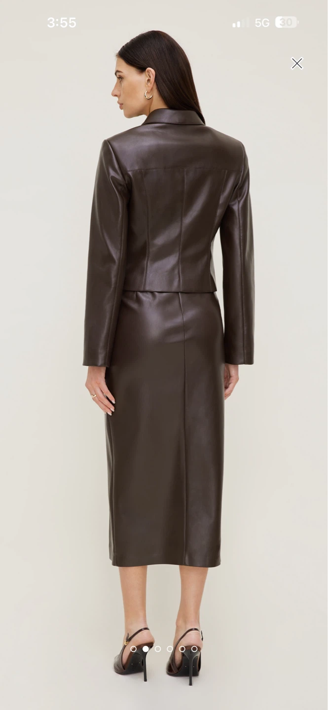 NWT Dynamite Dark Brown Faux Leather Midi Skirt - M - photo 2