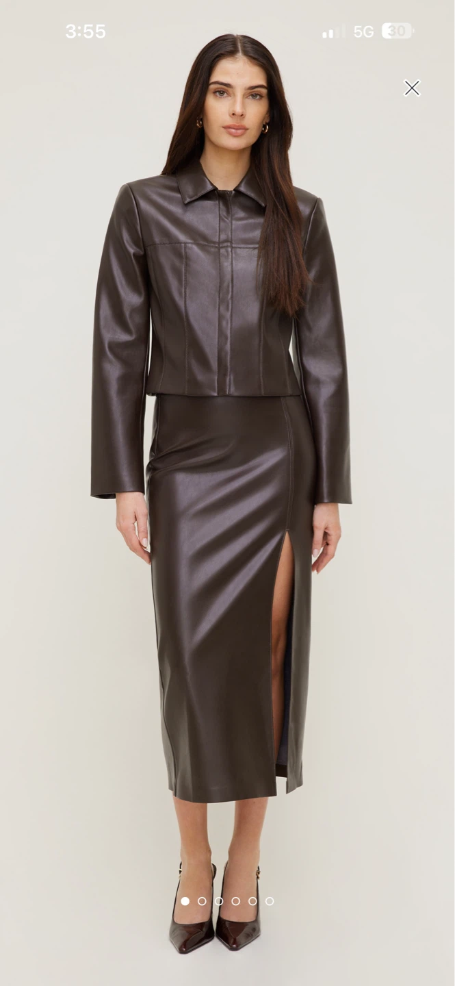 NWT Dynamite Dark Brown Faux Leather Midi Skirt - M