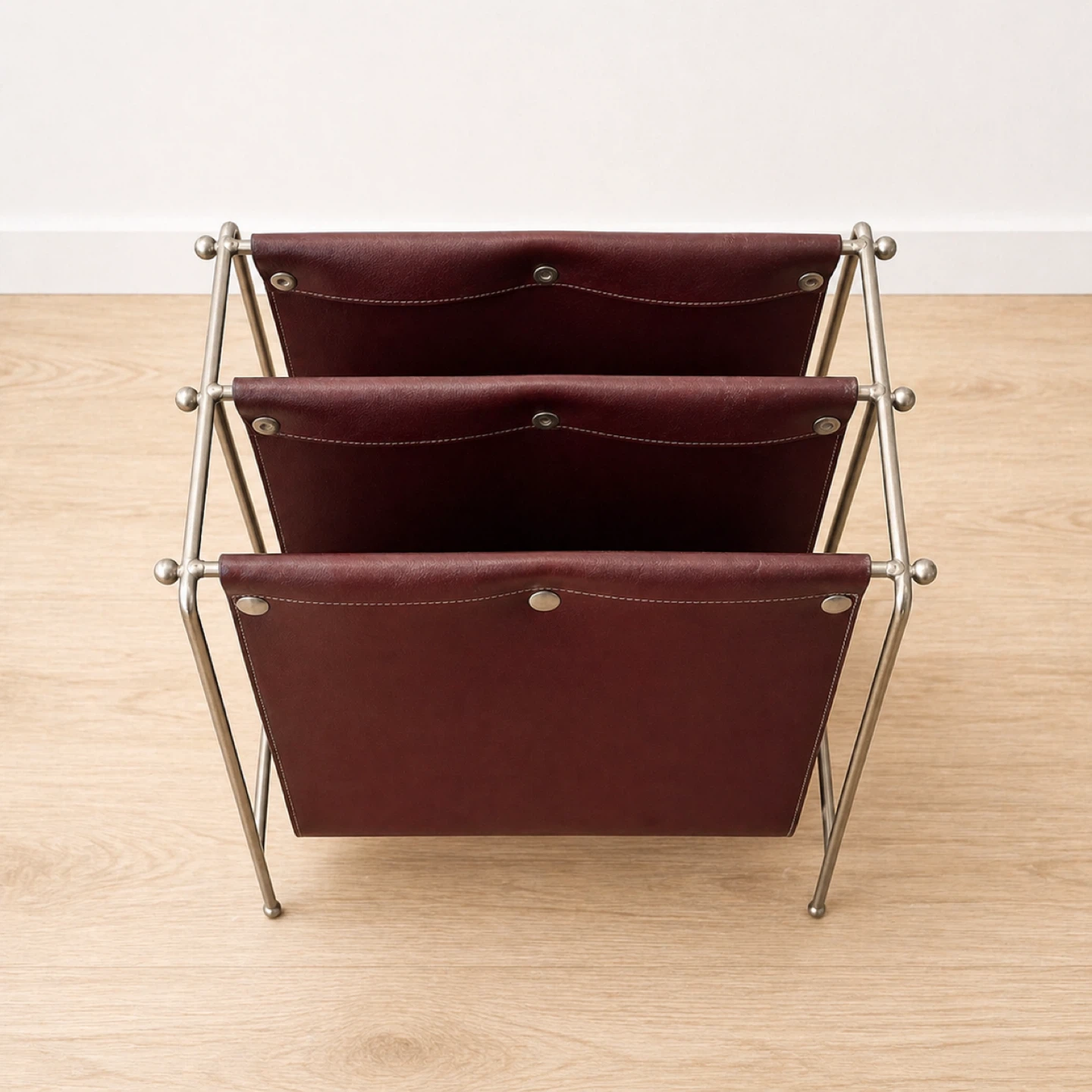Vintage Leather Magazine Rack Holder