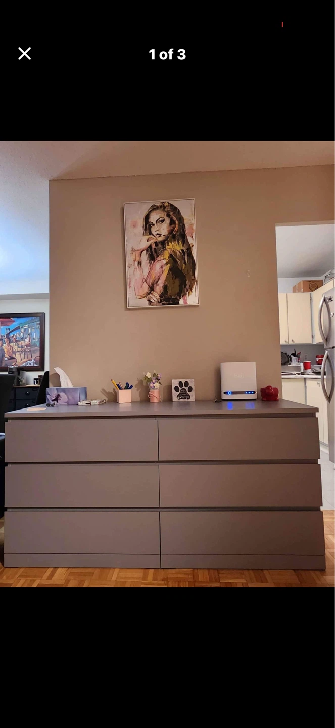 IKEA MALM 6-drawer dresser, grey