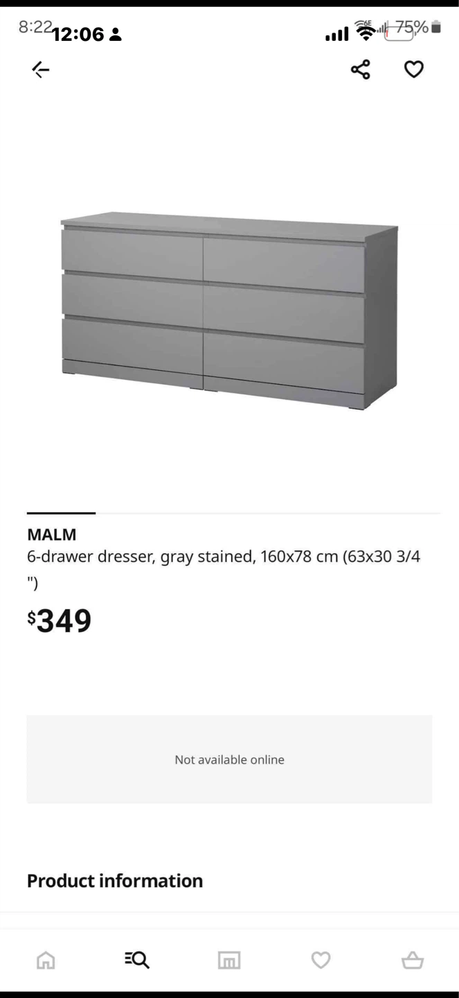 IKEA MALM 6-drawer dresser, grey - photo 3