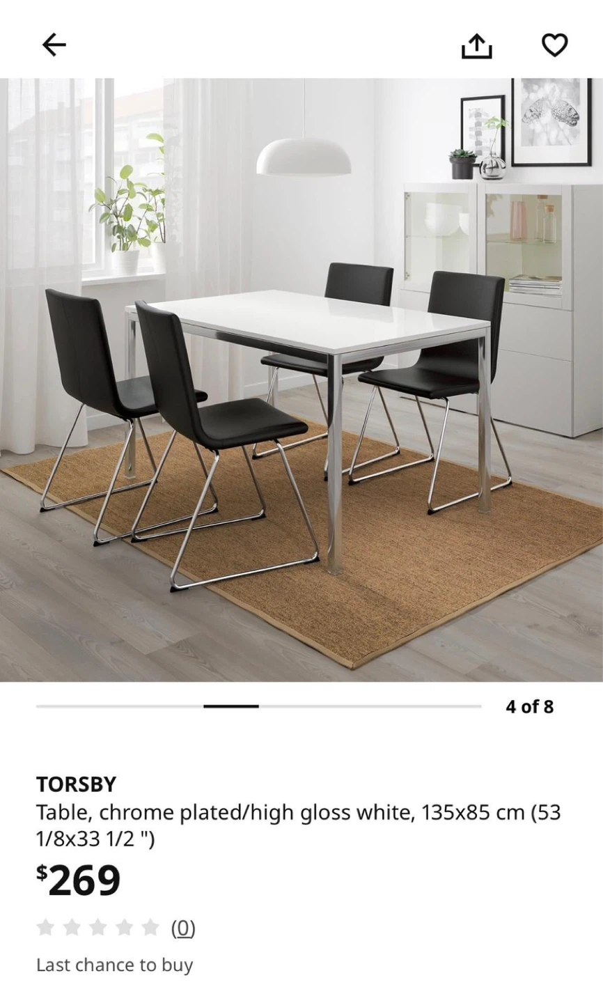 IKEA Torsby Dining Table - White/Chrome - photo 2