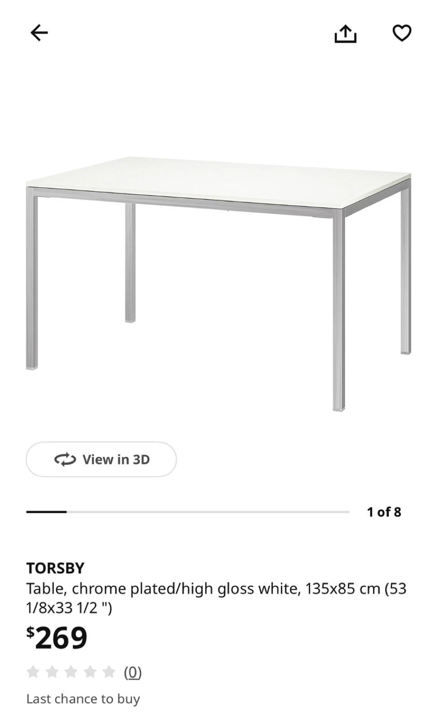 IKEA Torsby Dining Table - White/Chrome - photo 5