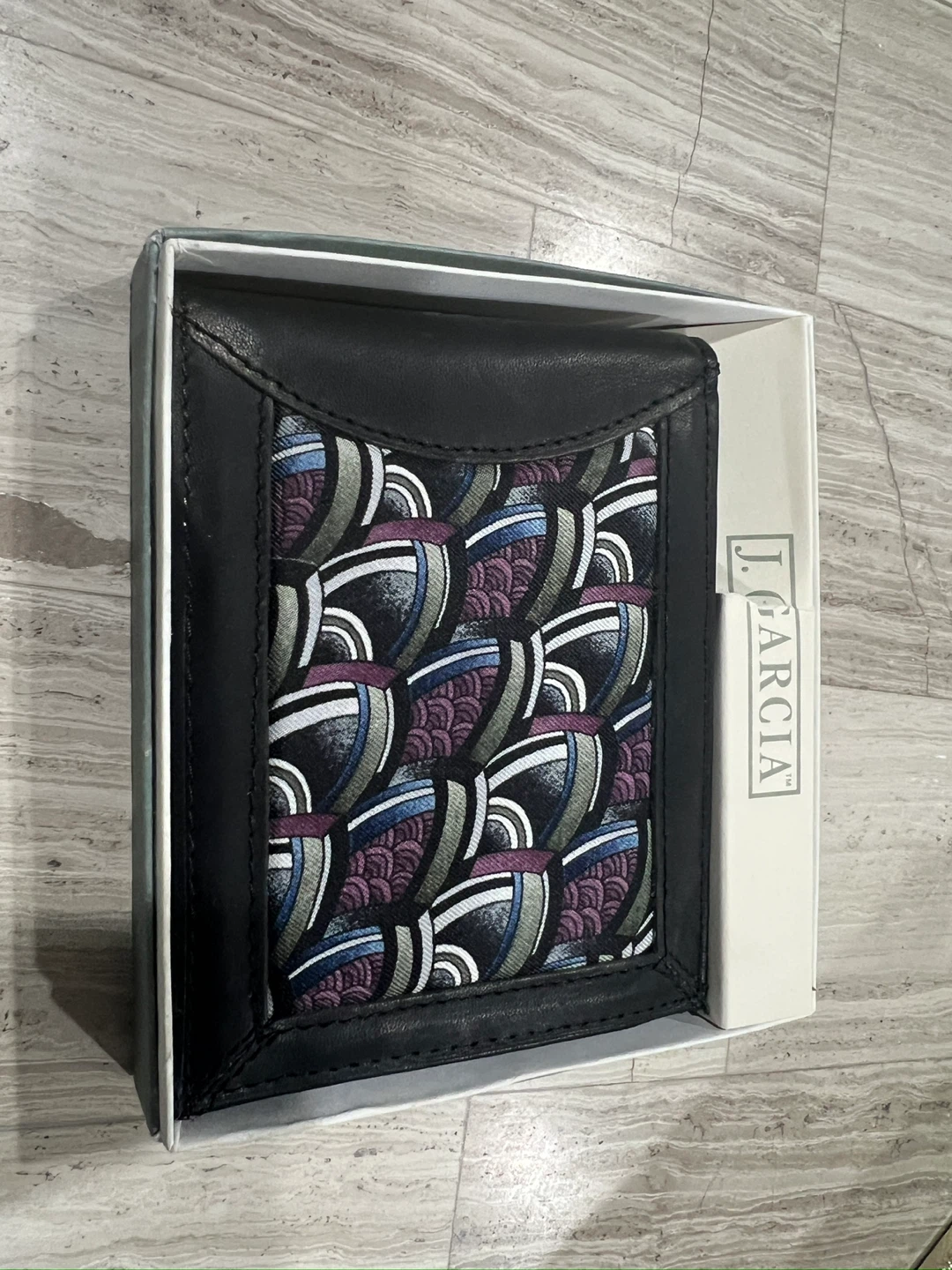 J. Garcia Leather Billfold Wallet with Silk Tie Design - photo 2