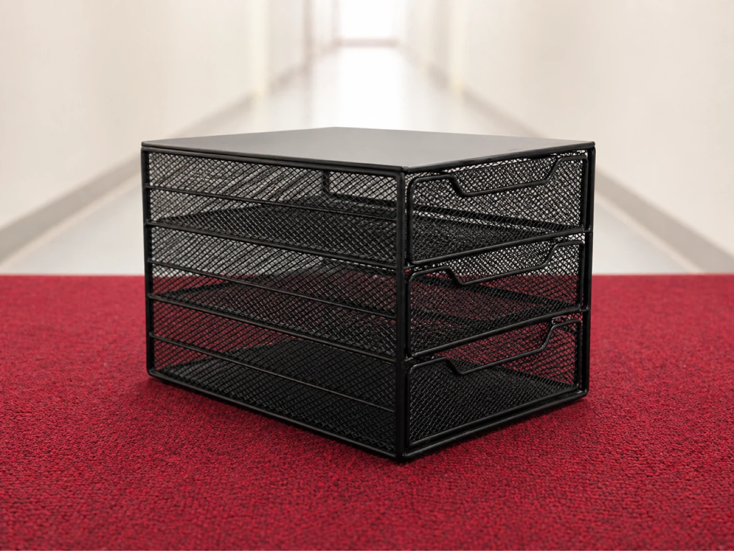Black Mesh 3-Drawer Desktop Organizer
