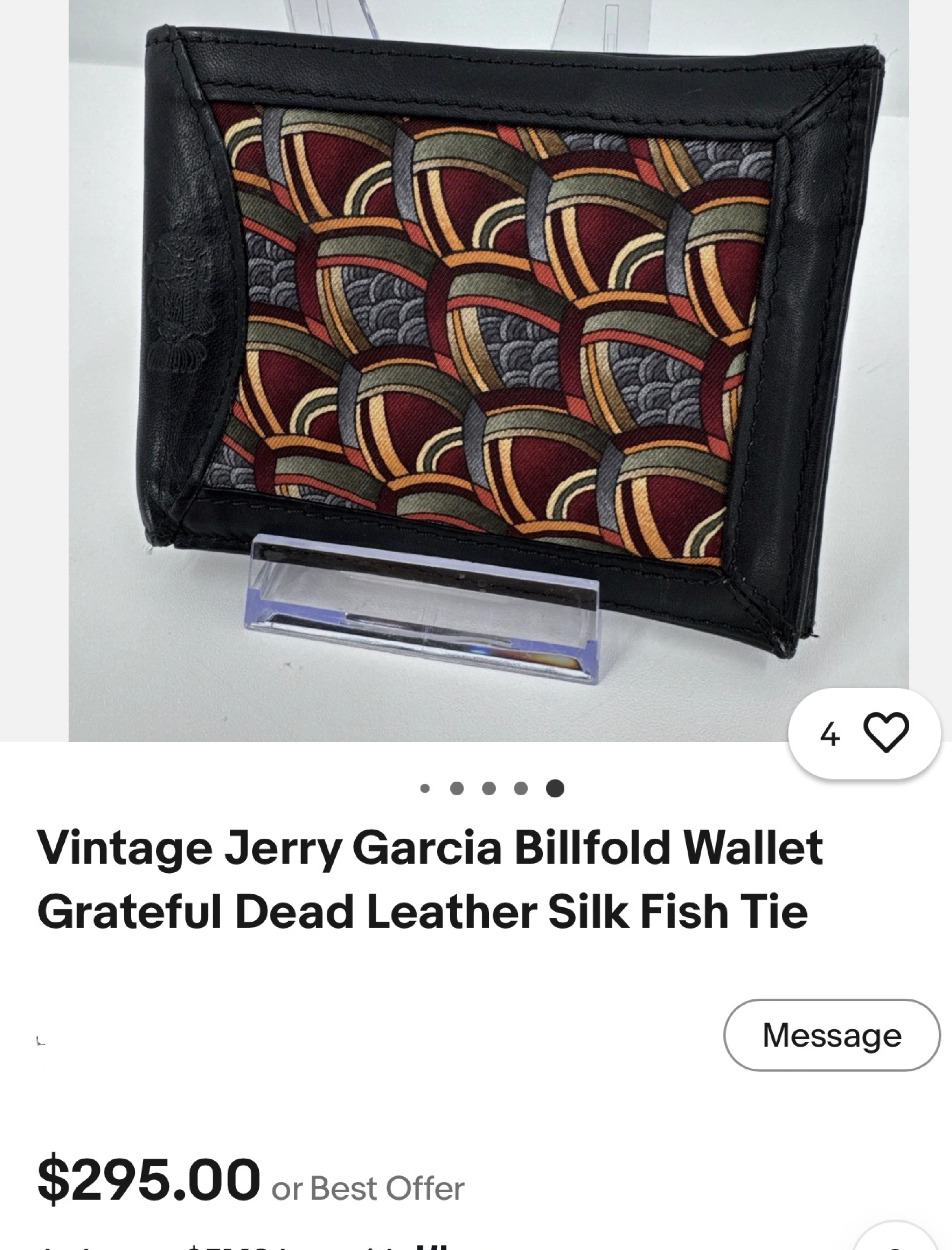 J. Garcia Leather Billfold Wallet with Silk Tie Design