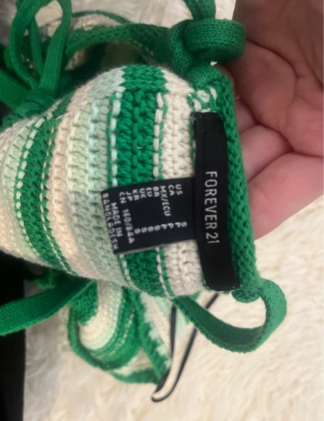 Forever 21 Green Striped Crochet Crop Top - photo 3