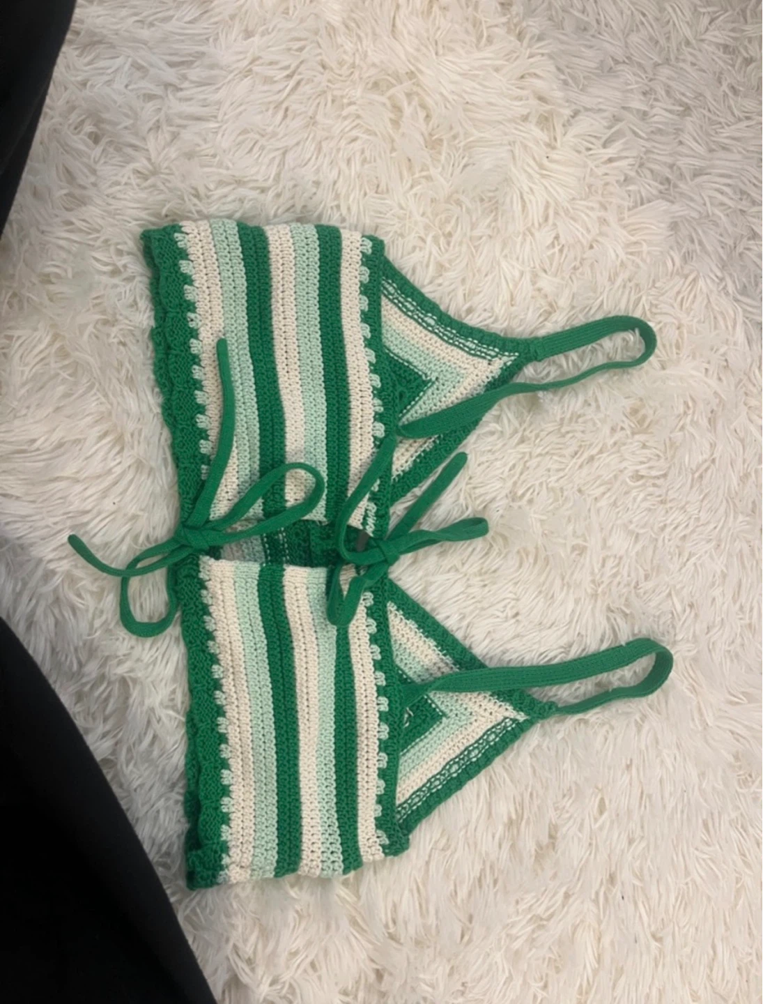 Forever 21 Green Striped Crochet Crop Top - photo 2